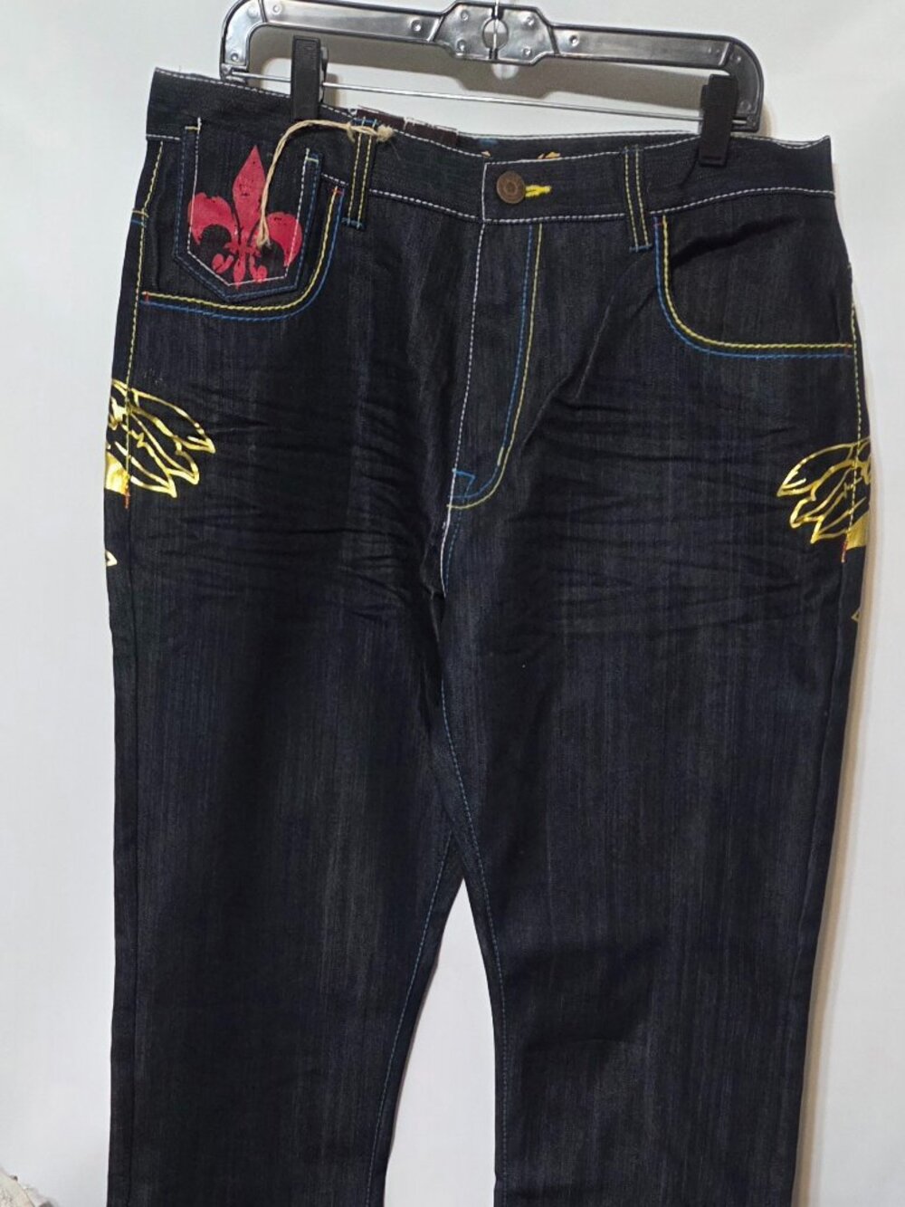 ATTITUDE GOLD Vintage WIDE LEG Jeans with Throwback Retro Design 36X32
